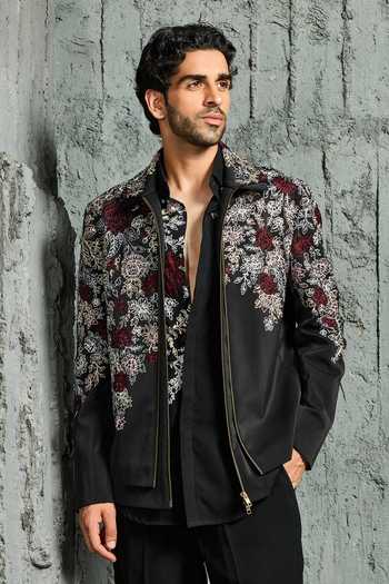 Sarab Khanijou Night Bloom Embroidered Jacket & Trouser Set 
