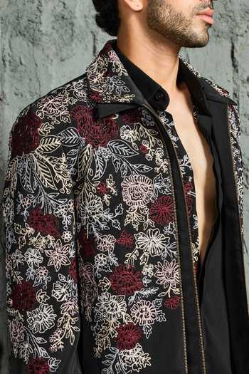 Sarab Khanijou Black Night Bloom Embroidered Jacket And Trouser Set at Aza Fashions Sarab Khanijou_Black Night Bloom Embroidered Jacket And Trouser Set _at_Aza_Fashions
