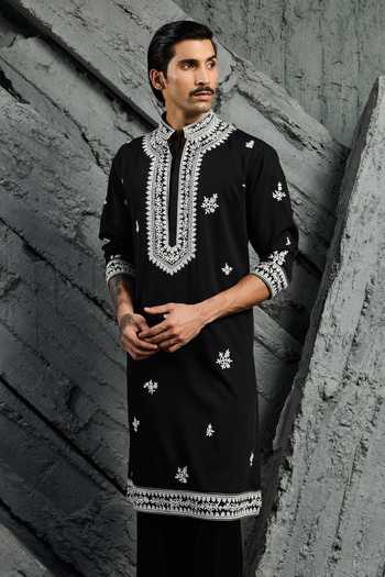 Shop Sarab Khanijou Black Shadow Dori Embroidered Kurta Set Online at Aza Fashions Shop_Sarab Khanijou_Black Shadow Dori Embroidered Kurta Set _Online_at_Aza_Fashions