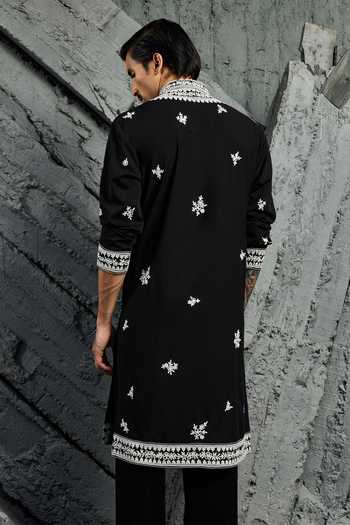 Sarab Khanijou Black Shadow Dori Embroidered Kurta Set 