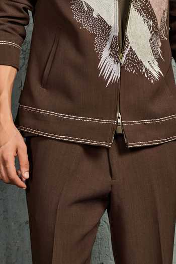 Shop Sarab Khanijou Brown Suiting Paint Strokes Shacket And Trouser Set Online at Aza Fashions Shop_Sarab Khanijou_Brown Suiting Paint Strokes Shacket And Trouser Set _Online_at_Aza_Fashions