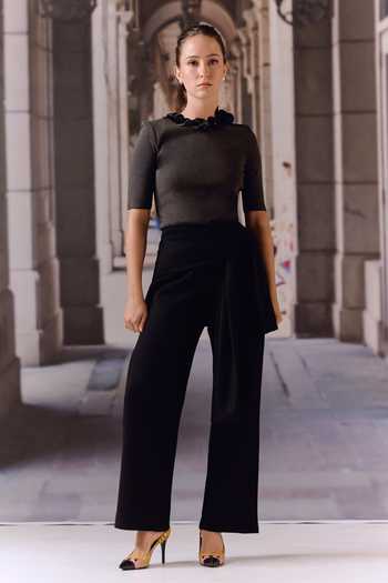 Maison Aguise Floral Applique Knit Top 
