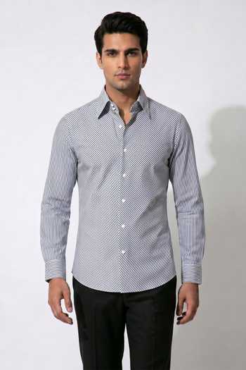 Prateek Munjal Diagnal Striped Shirt 