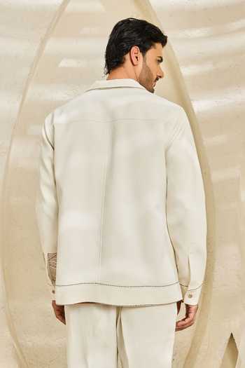 Sarab Khanijou Ivory Abstract Spiral Shacket & Trouser Set 
