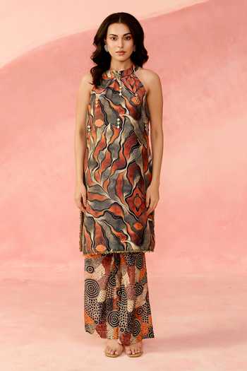 Label Moni K Savanna Circle Print Kurta & Palazzo Set 