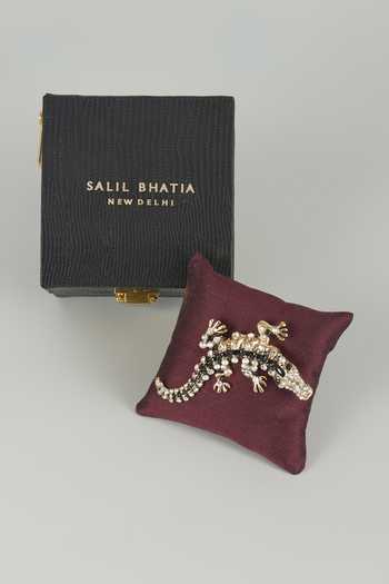 Salil Bhatia Studded Crocodile Embellished Brooch 