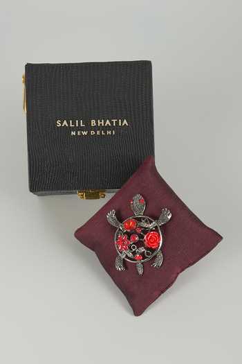 Salil Bhatia Scarlet Turtle Embellished Brooch 