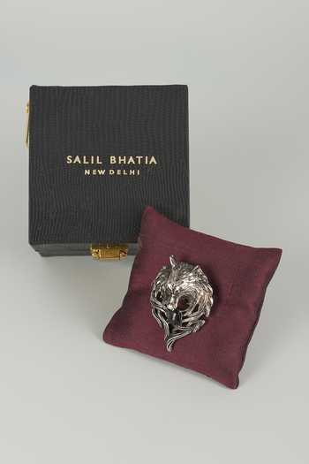 Salil Bhatia Wolf Crest Embellished Brooch 