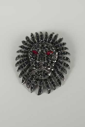 Salil Bhatia Noir Lion Embellished Brooch 