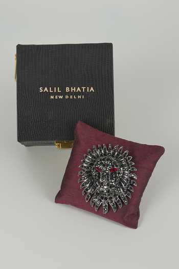 Salil Bhatia Noir Lion Embellished Brooch 