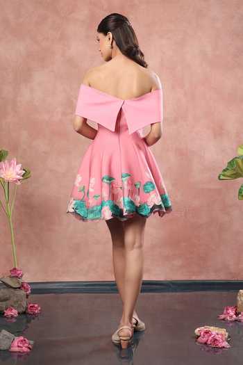 Ozeqo Ubud Panel Printed Dress With Draped Wrap