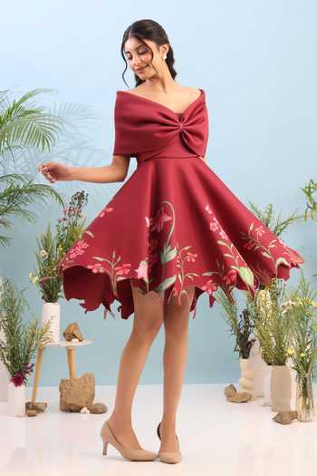 Ozeqo Dorset Short Printed Dress & Draped Bow Wrap
