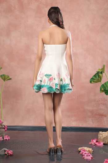 Ozeqo Hanoi Printed Dress With Stretch Net Bodysuit