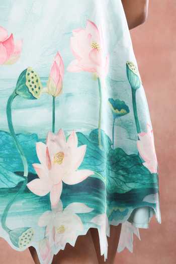 Shop Ozeqo Green Neoprene Square Neck Inle Short Printed Dress Online at Aza Fashions Shop_Ozeqo_Green Neoprene Square Neck Inle Short Printed Dress _Online_at_Aza_Fashions