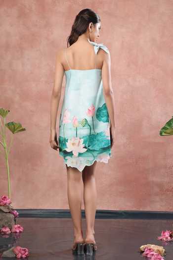 Ozeqo Inle Printed Dress With Flower Brooch
