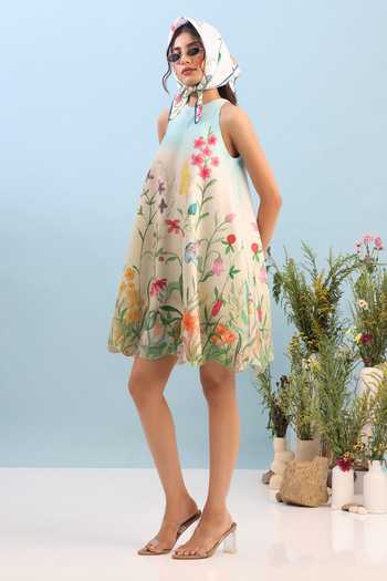 Buy Ozeqo Multi Color Neoprene Halter Neck Montana Short Printed Dress Online at Aza Fashions Buy_Ozeqo_Multi Color Neoprene Halter Neck Montana Short Printed Dress _Online_at_Aza_Fashions