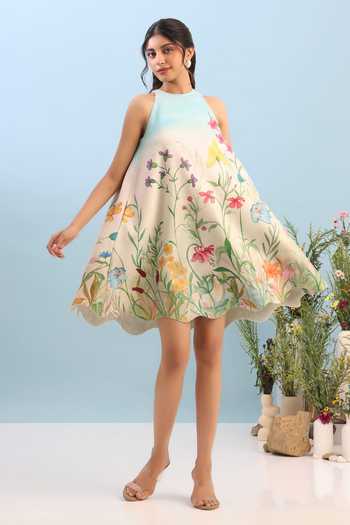 Ozeqo Montana Short Printed Dress With Overlay