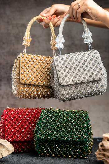 Nayaab By Sonia Emerald Green Crystals, Beads Aurora And Embellished Bag at Aza Fashions Nayaab By Sonia_Emerald Green Crystals, Beads Aurora And Embellished Bag _at_Aza_Fashions