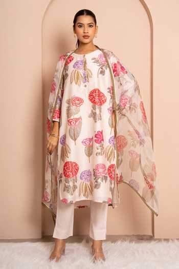 Kameez Digital Print Chanderi Kurta Set