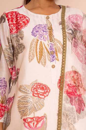 Shop Kameez Ivory Chanderi, Cotton, Organza Round Neck, Yes Digital Print Kurta Set Online at Aza Fashions Shop_Kameez_Ivory Chanderi, Cotton, Organza Round Neck, Yes Digital Print Kurta Set _Online_at_Aza_Fashions