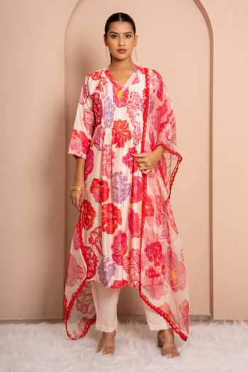 Kameez Digital Print Chanderi Kurta Set