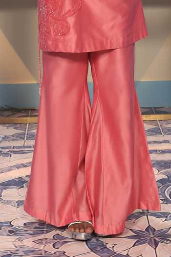 Midushi Bajoria Pink Silk, Chanderi Sequins, Beads Halter Neck Hand Work Kurta And Palazzo Set Online at Aza Fashions Midushi Bajoria_Pink Silk, Chanderi Sequins, Beads Halter Neck Hand Work Kurta And Palazzo Set _Online_at_Aza_Fashions