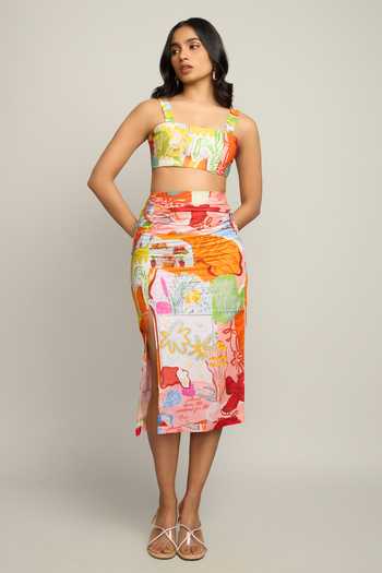 Poppi Printed Crop Top & Skirt Set 