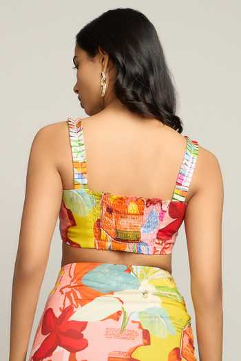 Poppi Multi Color Cotton Square Neck Printed Crop Top And Skirt Set at Aza Fashions Poppi_Multi Color Cotton Square Neck Printed Crop Top And Skirt Set _at_Aza_Fashions