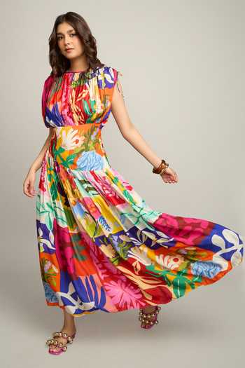 Poppi Printed Gathered Dress 