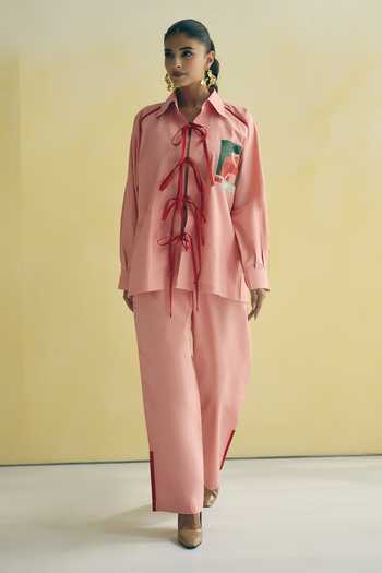Meher By Islie Tie Up Shirt & Trouser Set 