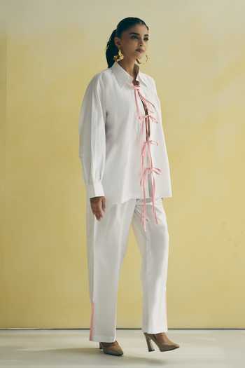 Meher By Islie Tie Up Shirt & Trouser Set 