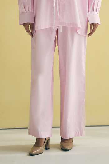 Meher By Islie Pink Cotton Collared Neck Patchwork Shirt And Trouser Set Online at Aza Fashions Meher By Islie_Pink Cotton Collared Neck Patchwork Shirt And Trouser Set _Online_at_Aza_Fashions
