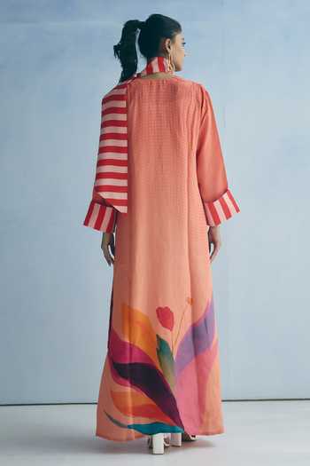 Meher By Islie Stripe Print Kaftan With Scarf 