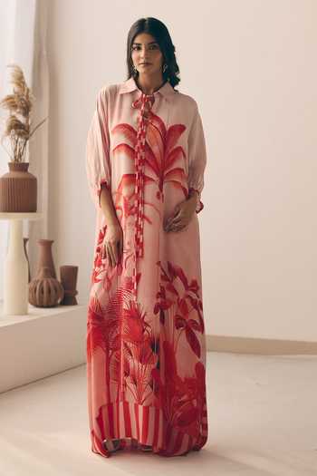 Meher By Islie Tropical Palm Print Kaftan 