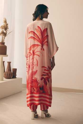 Meher By Islie Palm Print Kaftan & Pant Set 