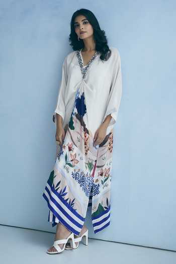 Meher By Islie Neckline Embellished Kaftan & Pant Set 