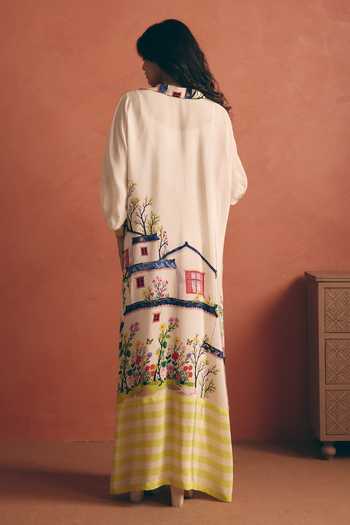 Meher By Islie Stripe Border Print Kaftan 