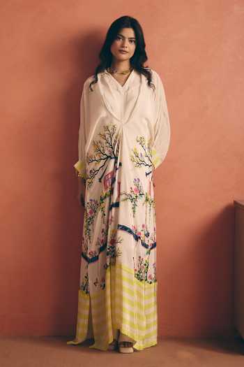 Meher By Islie Stripe Border Print Kaftan 