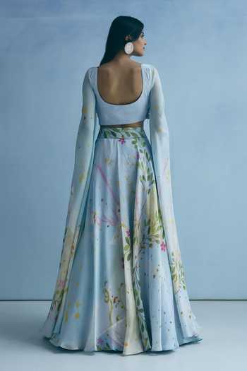Meher By Islie Draped Blouse & Printed Lehenga Set 