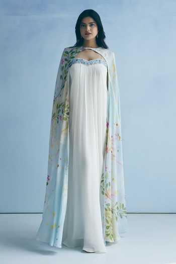 Meher By Islie Embroidered Cape With Gown 