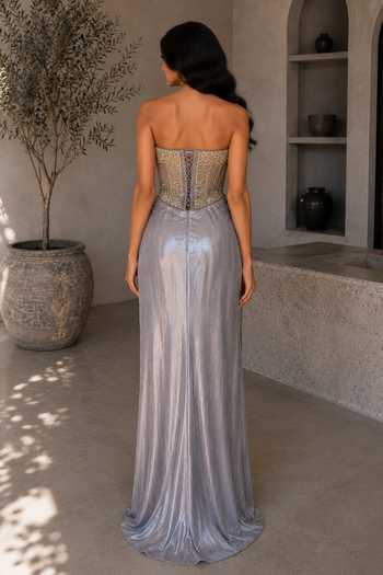 Nivedita Saboo Draped Metallic Skirt & Corset Set 