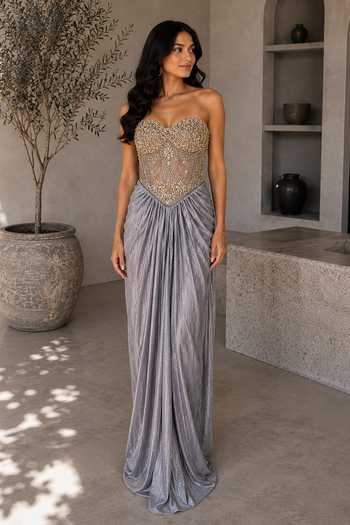 Nivedita Saboo Draped Metallic Skirt & Corset Set 