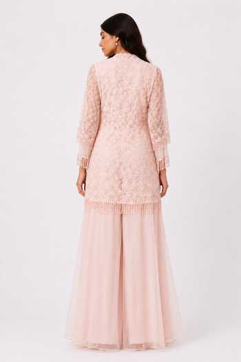 Nivedita Saboo Sheer Embroidered Shrug Set 