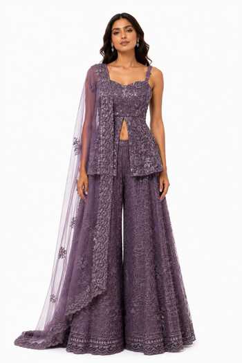 Nivedita Saboo Embroidered Front Slit Top Set 