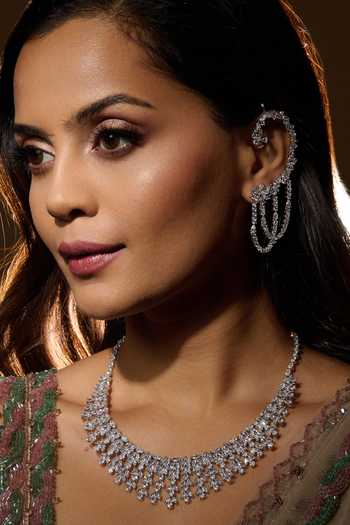 Mozaati Silver Plated Floris Earrings Online at Aza Fashions Mozaati_Silver Plated Floris Earrings _Online_at_Aza_Fashions