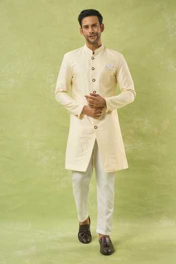 Arihant Rai Sinha Embroidered Cream Sherwani & Polo Pant Set 