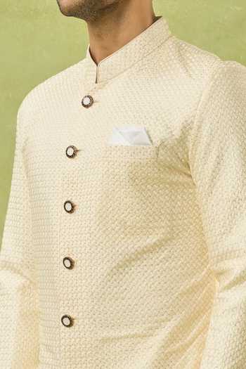 Buy Arihant Rai Sinha Cream Silk, Polyester, Viscose Embroidery, Sequins Sherwani And Polo Pant Set Online at Aza Fashions Buy_Arihant Rai Sinha_Cream Silk, Polyester, Viscose Embroidery, Sequins Sherwani And Polo Pant Set _Online_at_Aza_Fashions