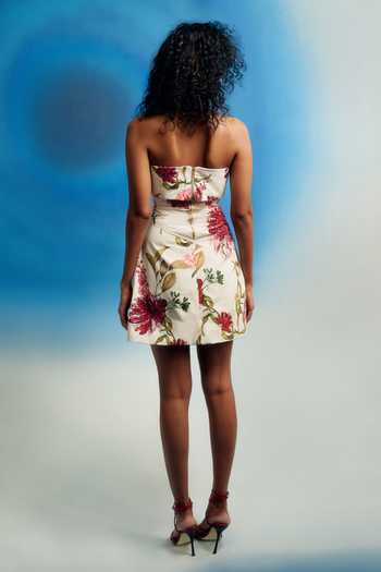 Shriya Som Printed Strapless Mini Dress 