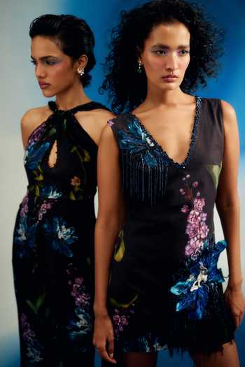 Buy Shriya Som Black Chiffon Halter , Keyhole Printed Scarf Jumpsuit Buy_Shriya Som_Black Chiffon Halter , Keyhole Printed Scarf Jumpsuit