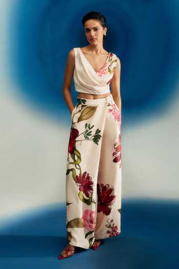 Shriya Som Pink Satin Cowl Neck Draped Top Online at Aza Fashions Shriya Som_Pink Satin Cowl Neck Draped Top _Online_at_Aza_Fashions